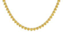 4.64 Ctw i2/i3 Treated Fancy Yellow Diamond 14K White Gold Necklace