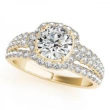 CERTIFIED 18K YELLOW GOLD 1.37 CTW J-K/VS-SI1 DIAMOND HALO ENGAGEMENT RING