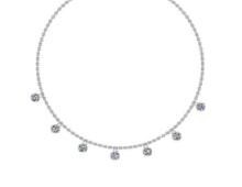 1.05 Ctw SI2/I1 Diamond 14K White Gold Station Necklace