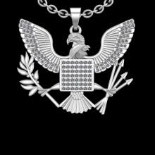 1.22 Ctw SI2/I1 Diamond 10K White Gold Eagle Pendant Necklace