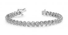 14K WHITE GOLD .90 CTW G-H I1/I2 FLOATING DIAMOND HEART BRACELET