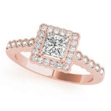 CERTIFIED 18K ROSE GOLD 0.66 CTW J-K/VS-SI1 DIAMOND HALO ENGAGEMENT RING