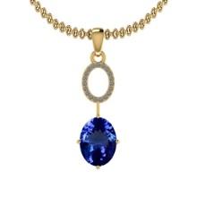 Certified 4.50 Ctw VS/SI1 Tanzanite And Diamond 14k Yellow Gold Victorian Style Necklace