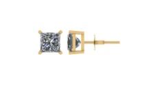 Certified 0.76 CTW Princess Diamond Stud Earrings F/SI3