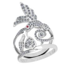 0.76 Ctw SI2/I1 Diamond 14K White Gold Vintage Style Bird Ring