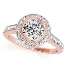 CERTIFIED 18K ROSE GOLD 1.11 CTW J-K/VS-SI1 DIAMOND HALO ENGAGEMENT RING