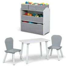 Delta Children 4 Piece Room Solution 6 Bin Design & Store Organizer 2 Chair & Table