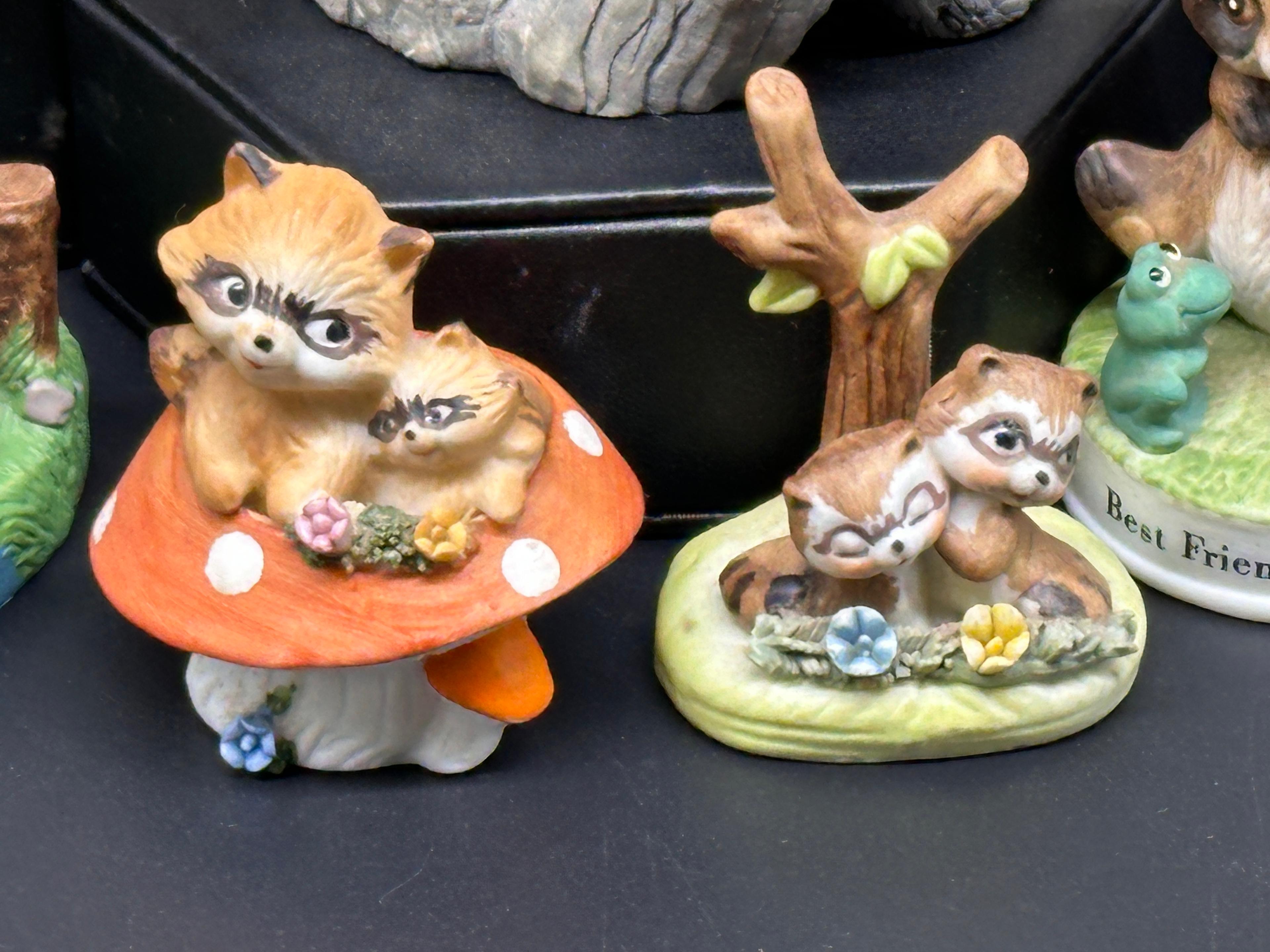 Assortment of Raccoon Collectible Figurines and More