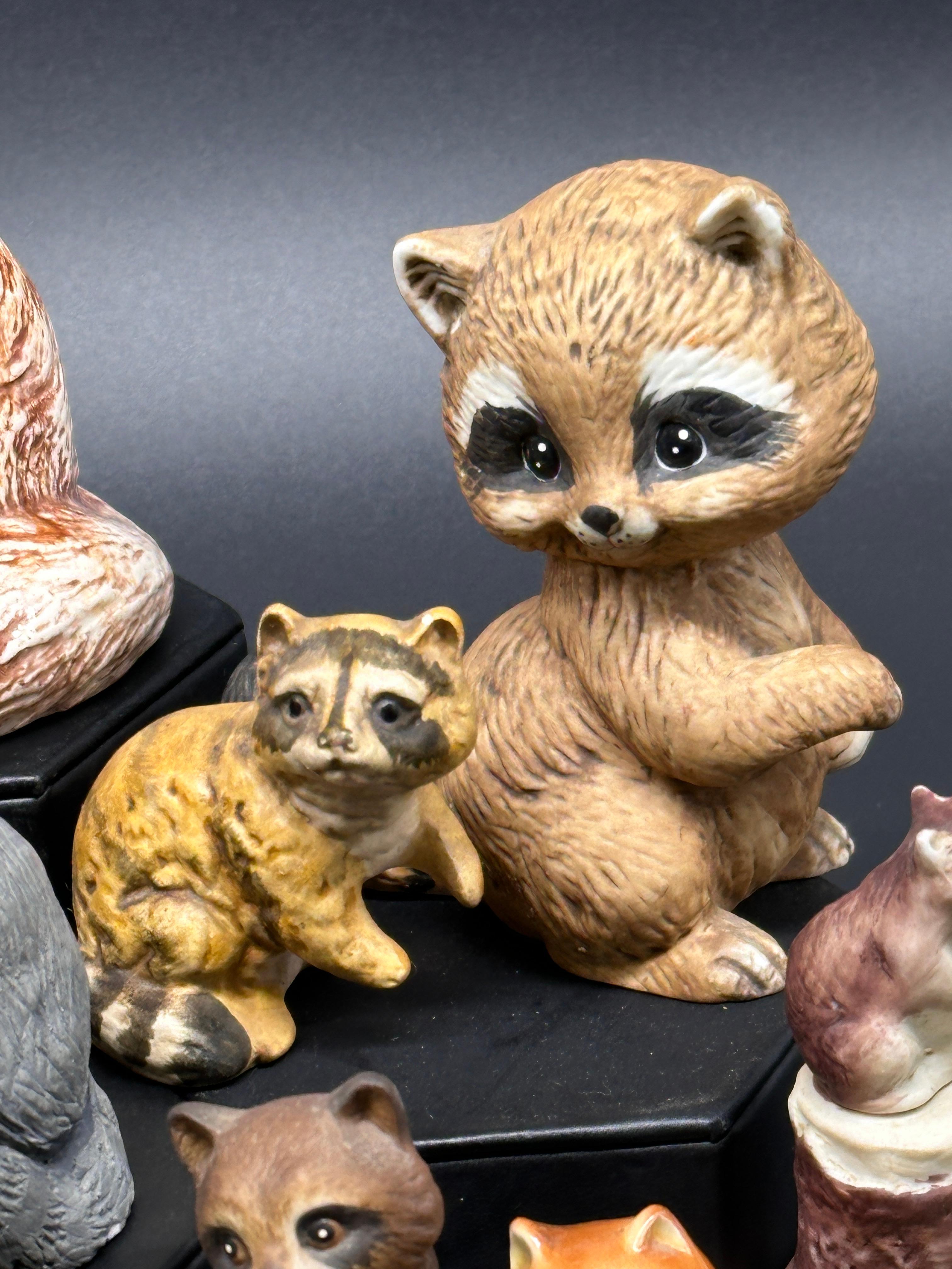 Assortment of Raccoon Collectible Figurines and More