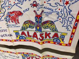 Vintage ALASKA Souvenir Tablecloth Map