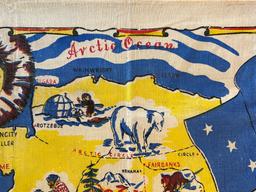 Vintage ALASKA Souvenir Tablecloth Map