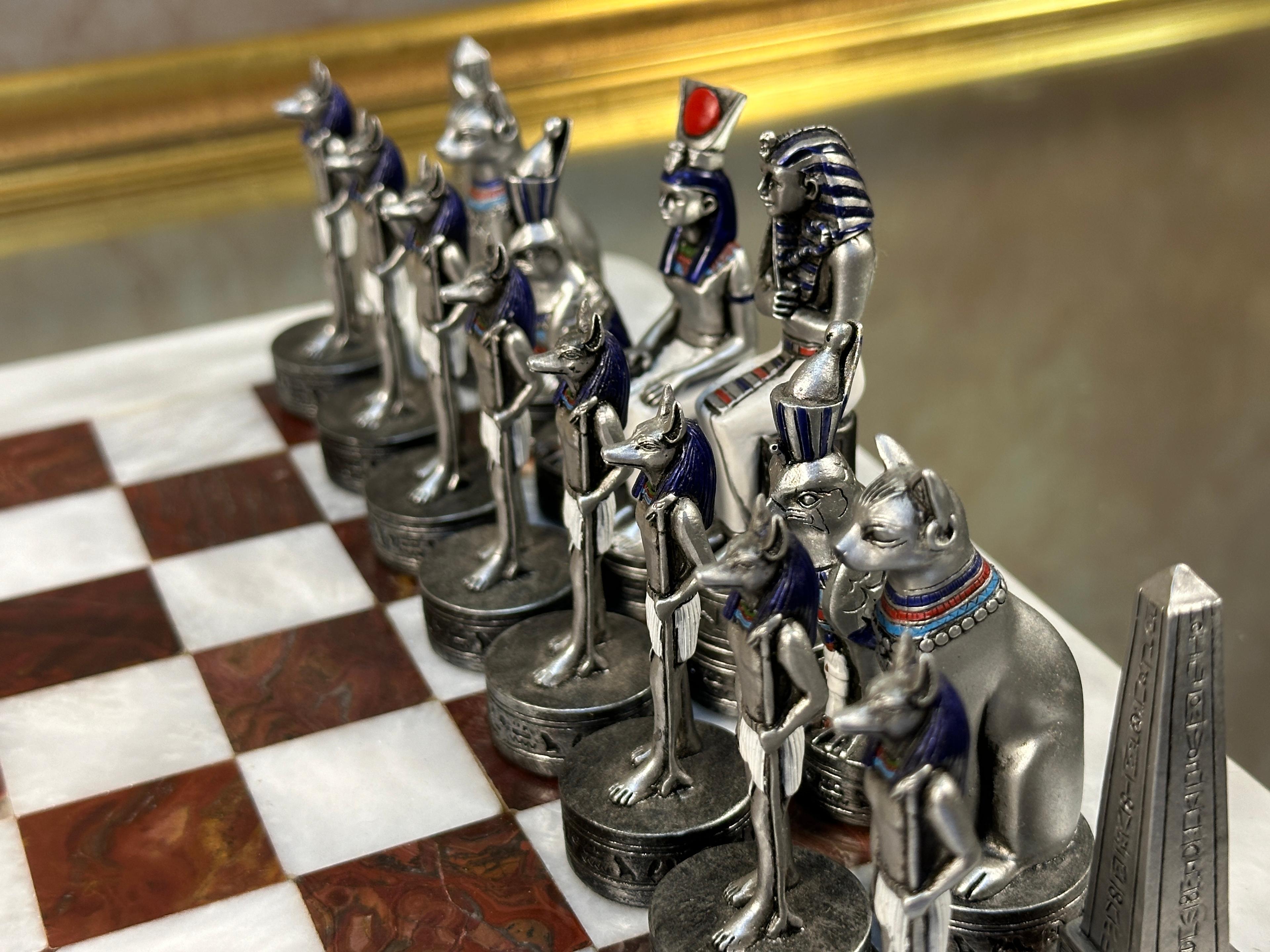 Egyptian Chess Set With Marble Chess Board
