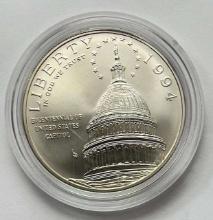 1994 U.S. Capitol Commemorative UNC Silver Dollar in Capsule