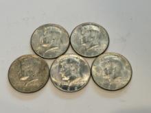 Lot of five 1965 Kennedy Half Dollar Coins