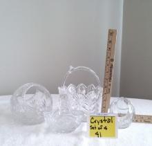 VINTAGE CRYSTAL GLASS CLEAR HANDLE SET OF 4