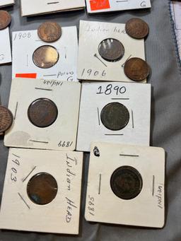 Large batch of asst. Indianhead Cents, approx 30 total coins, various dates, see all pics