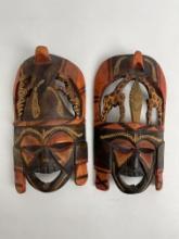 Hand Carved Kenya, Africa Wood Masks