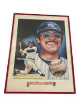 Reggie Jackson 108/300 Signed Lithograph By John Jodauga Framed Poster Limited Edition