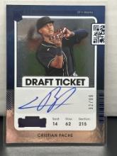Cristian Pache 2021 Panini Contenders Draft Ticket Blue Foil Rookie RC Auto #102