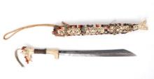 Fancy Indonesian Headhunters Sword w/Scabbard