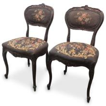 Pair of Antique Needlepoint Chairs