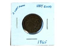 1865 2 Cent Piece - Very Good