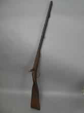 Antique Unknown Maker Double Barrel 10 Gauge w/ Carved Wooden Stock