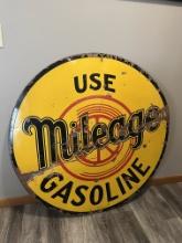 Mileage Gasoline 42" Porcelain Sign