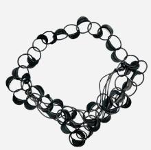 Black Leather Interlocking rings necklace