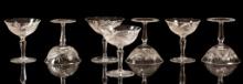 Set of 7 Cut Crystal Martini Glasses