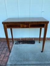 Inlaid Leather Top Game Table