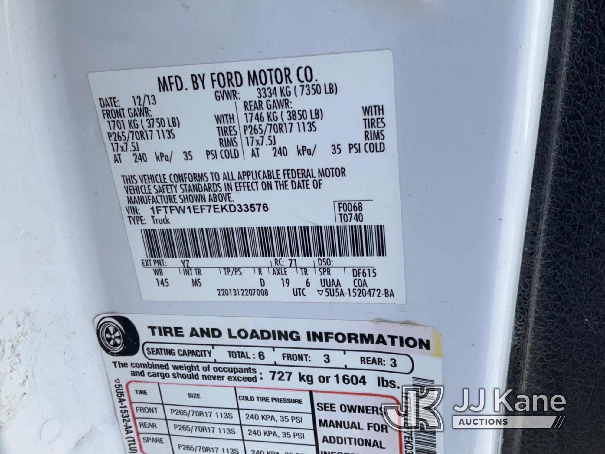 (Las Vegas, NV) 2014 Ford F150 4x4 Towed In, Body Damage, No Console, Rear end Or Transmission Noise