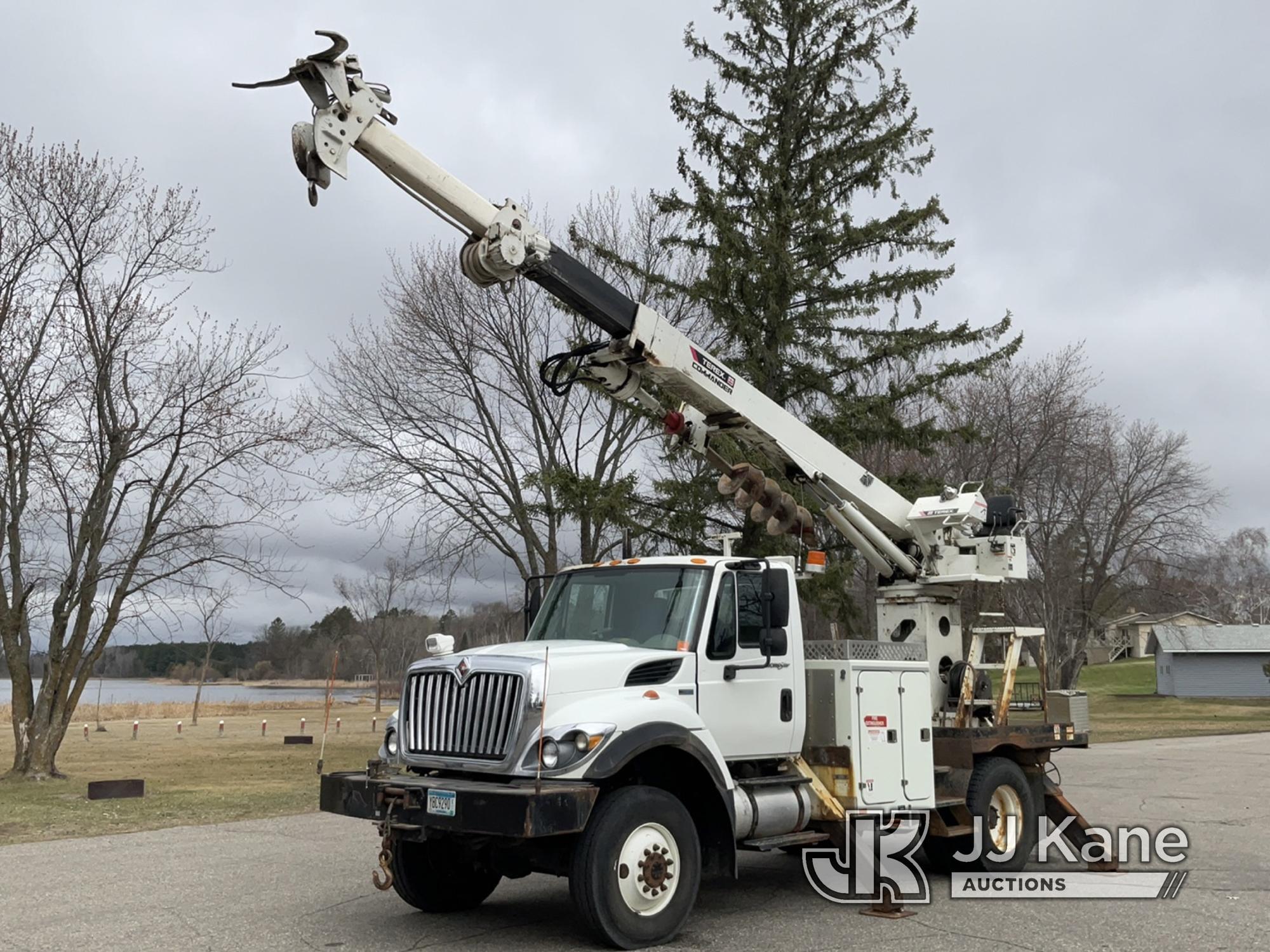 (Bagley, MN) Terex Commander C4042, Digger Derrick rear mounted on 2012 International 7400 4x4 Flatb