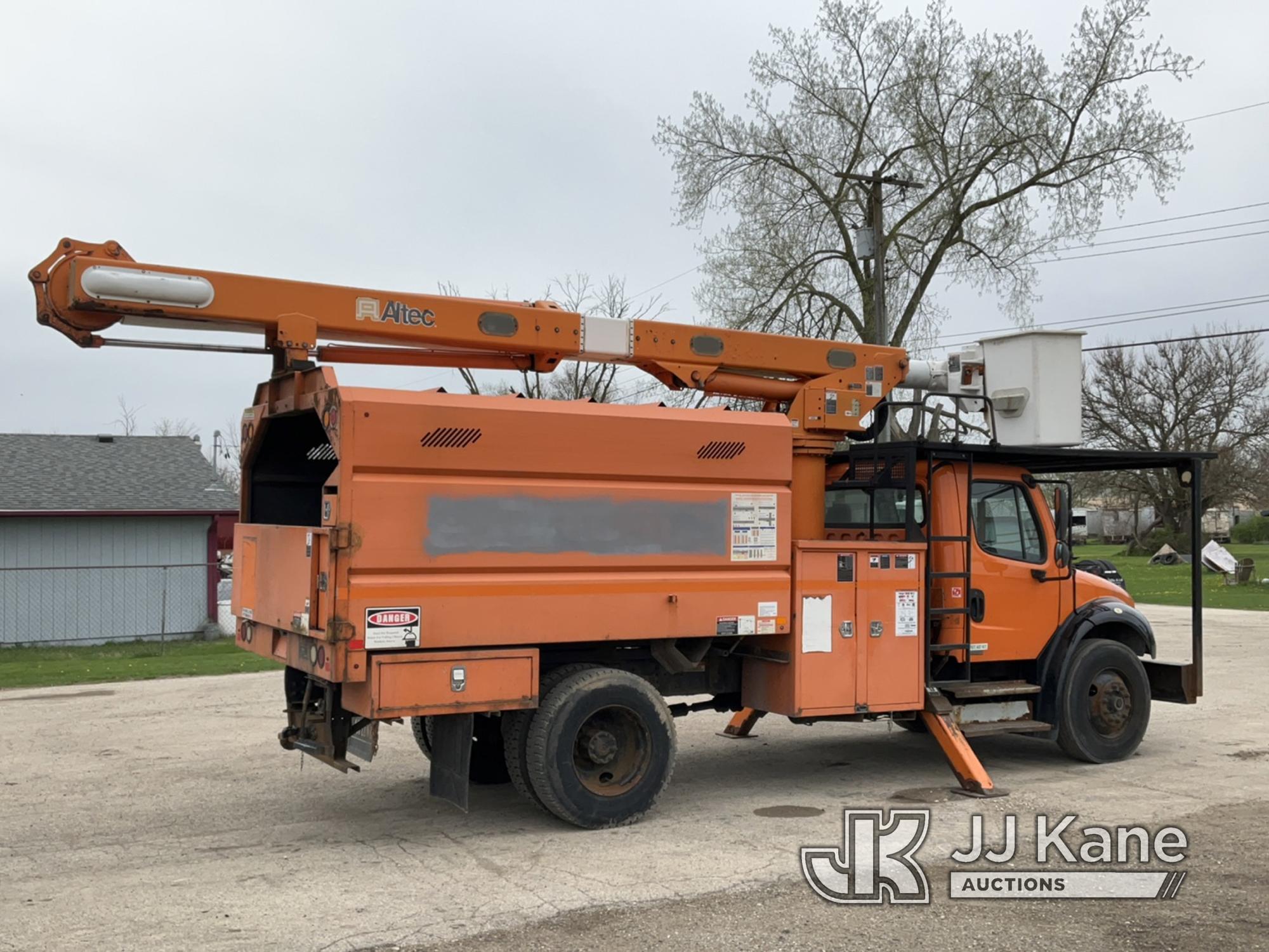 (South Beloit, IL) Altec LRV55, Over-Center Bucket Truck mounted behind cab on 2011 Freightliner M21