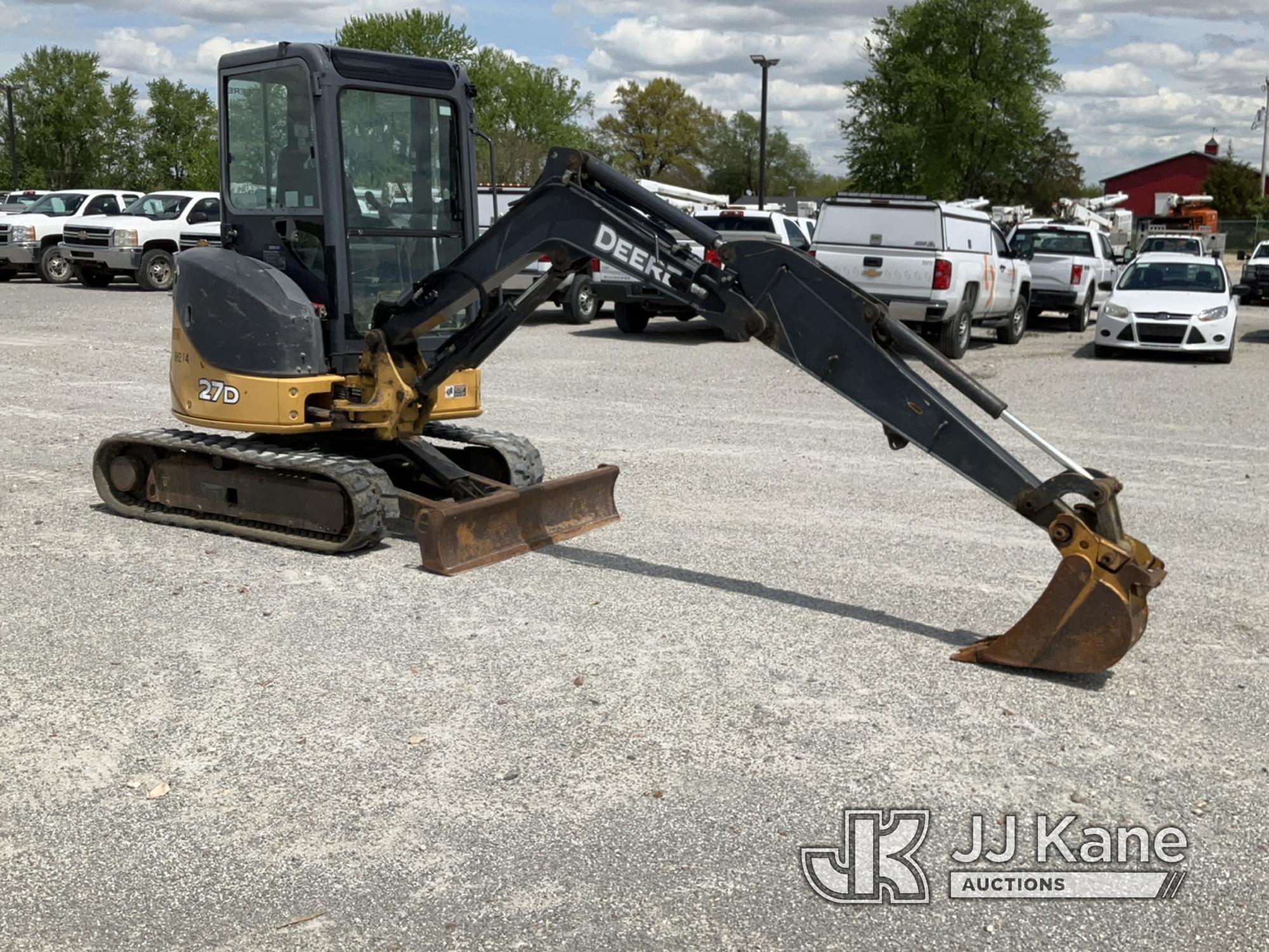 (Hawk Point, MO) 2014 John Deere 27D Mini Hydraulic Excavator Runs, Moves, Operates) (Idles Rough, P