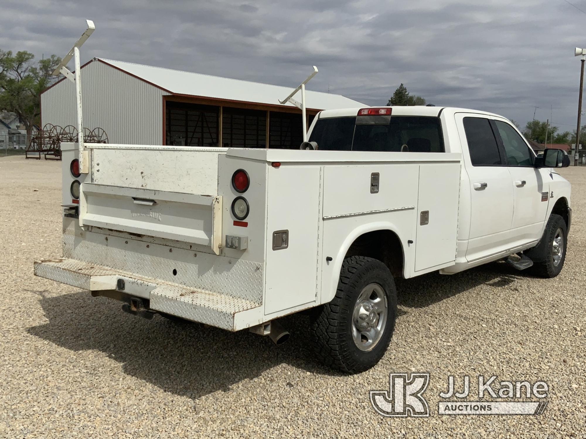 (Dighton, KS) 2010 RAM 3500 4x4 Crew-Cab Service Truck Runs and Moves) (Dealer Only, Components Have