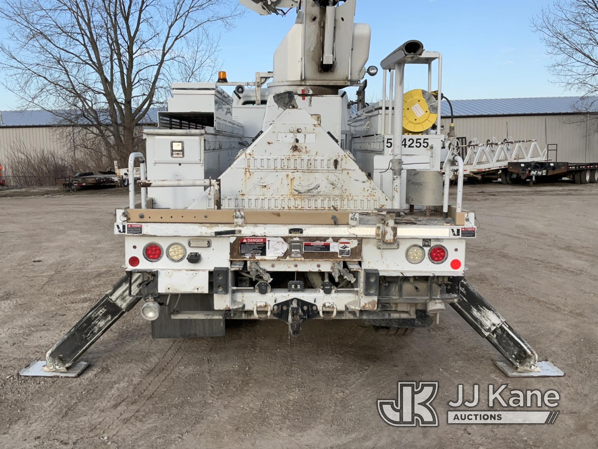 (Des Moines, IA) Altec AM55E, Over-Center Material Handling Bucket Truck rear mounted on 2014 Freigh