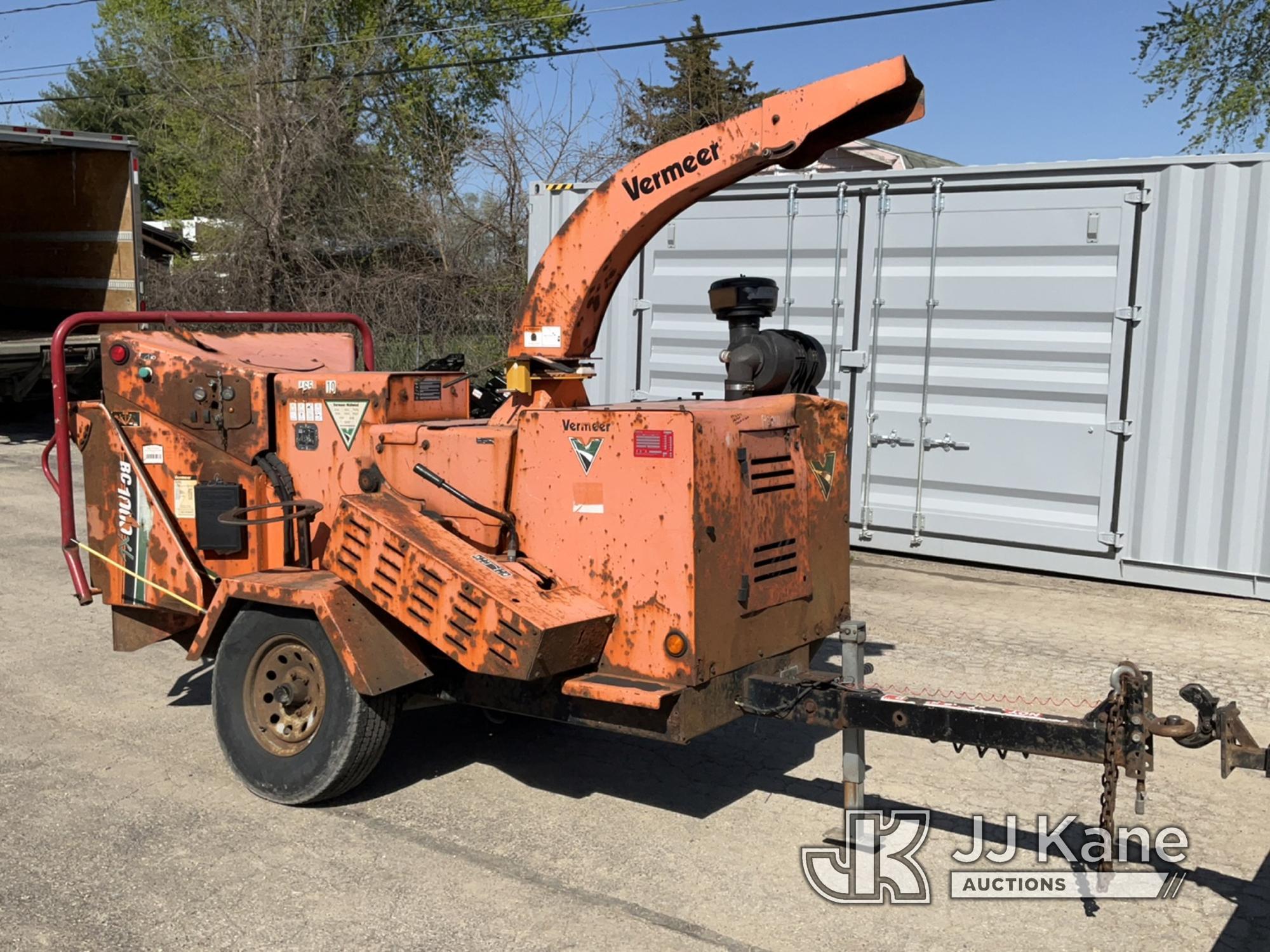 (South Beloit, IL) 2012 Vermeer BC1000XL Chipper (12in Drum), trailer mtd No Title) (Axle Broken-Not