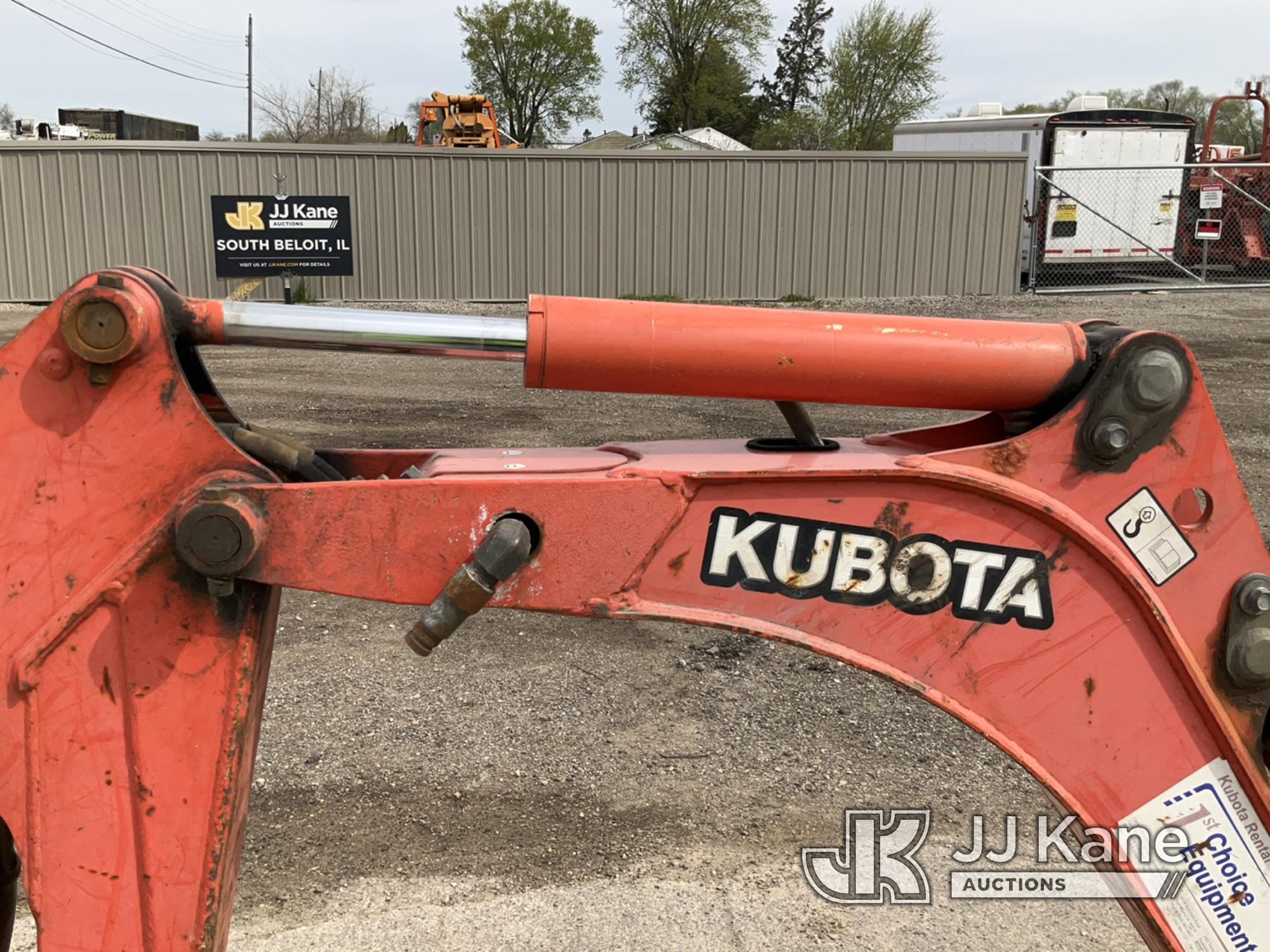 (South Beloit, IL) 2015 Kubota K-008 Mini Hydraulic Excavator Runs, Moves, Operates) (Jump To Start,