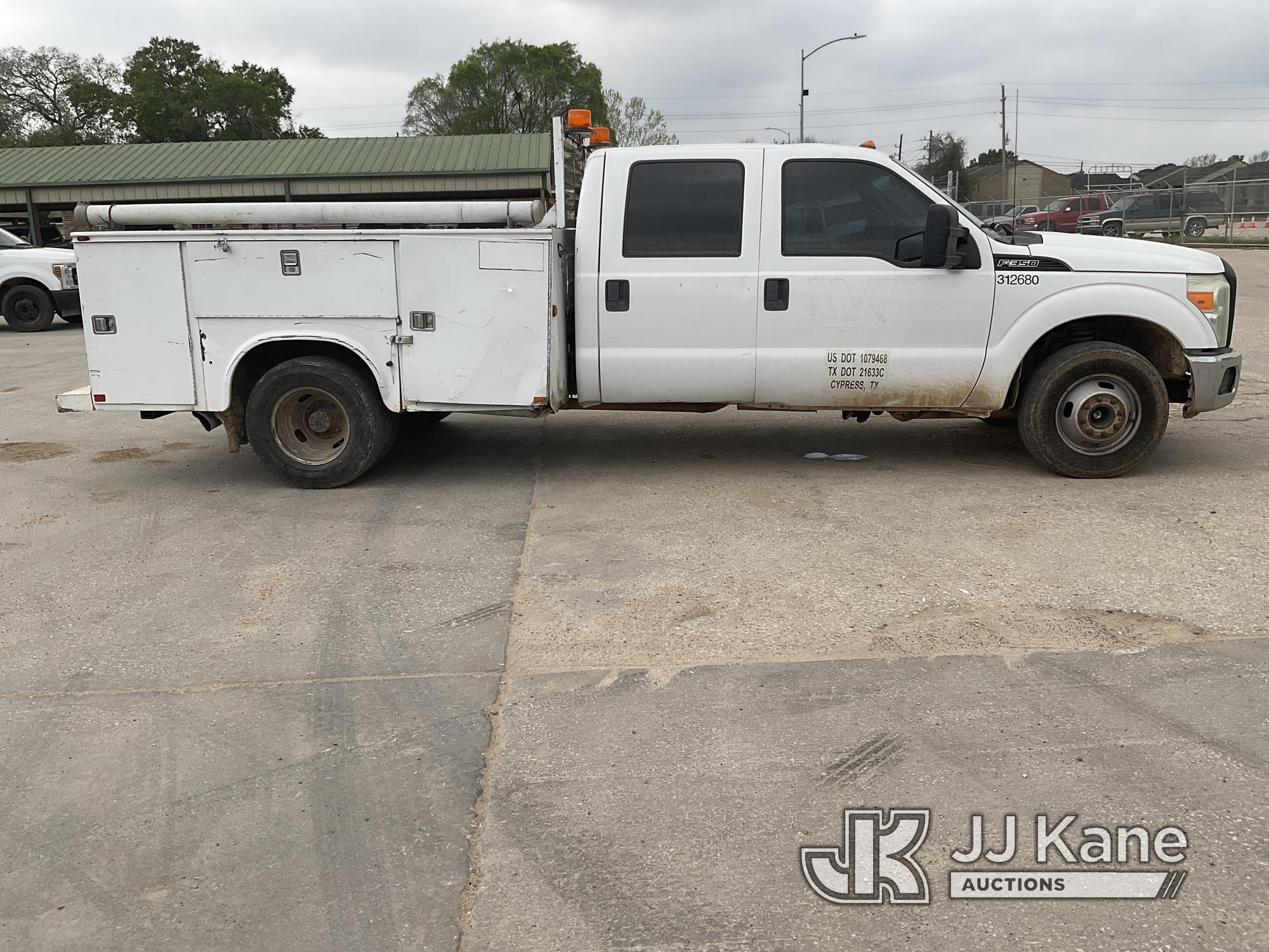 (Cypress, TX) 2012 Ford F350 Crew-Cab Service Truck Runs & Moves) (Minor Body Damage On Passenger-Si