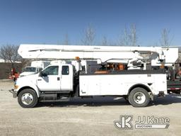 (Des Moines, IA) Altec AA55E, Bucket Truck rear mounted on 2009 Ford F750 Utility Truck Runs, Moves)