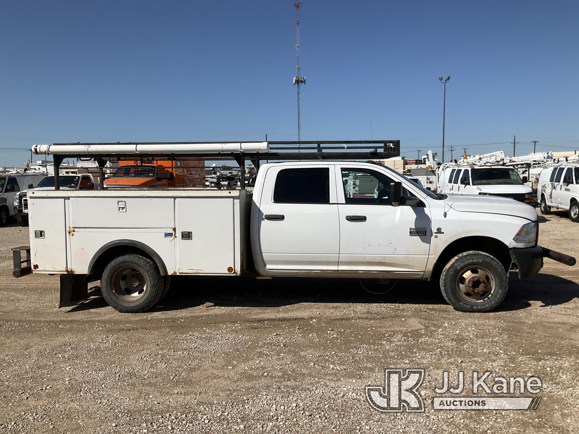 (Waxahachie, TX) 2012 RAM 3500 4x4 Crew-Cab Service Truck Runs & Moves, Check Engine Light On, Exhau