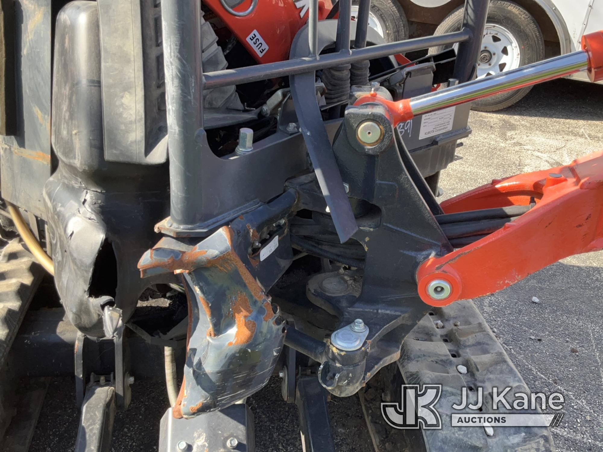 (South Beloit, IL) Kubota U17VR1 Mini Hydraulic Excavator Wrecked-Condition Unknown, Hole in Fuel Ta