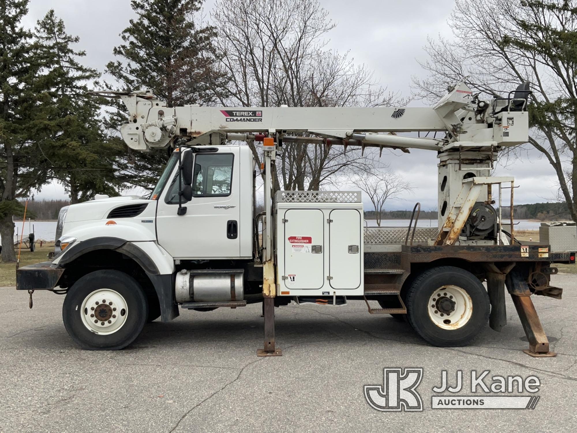 (Bagley, MN) Terex Commander C4042, Digger Derrick rear mounted on 2012 International 7400 4x4 Flatb