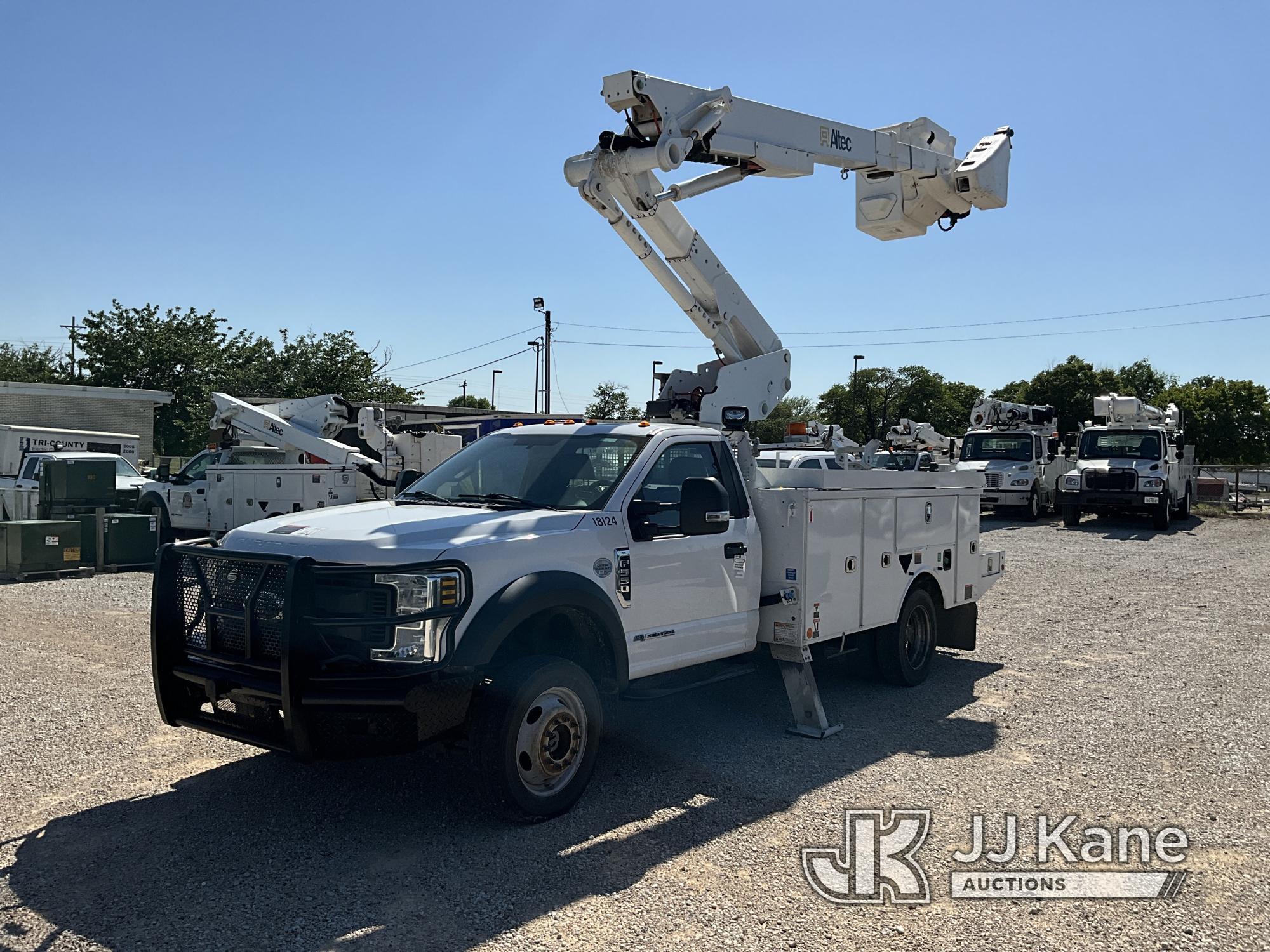 (Azle, TX) Altec AT41M, Articulating & Telescopic Material Handling Bucket Truck mounted behind cab