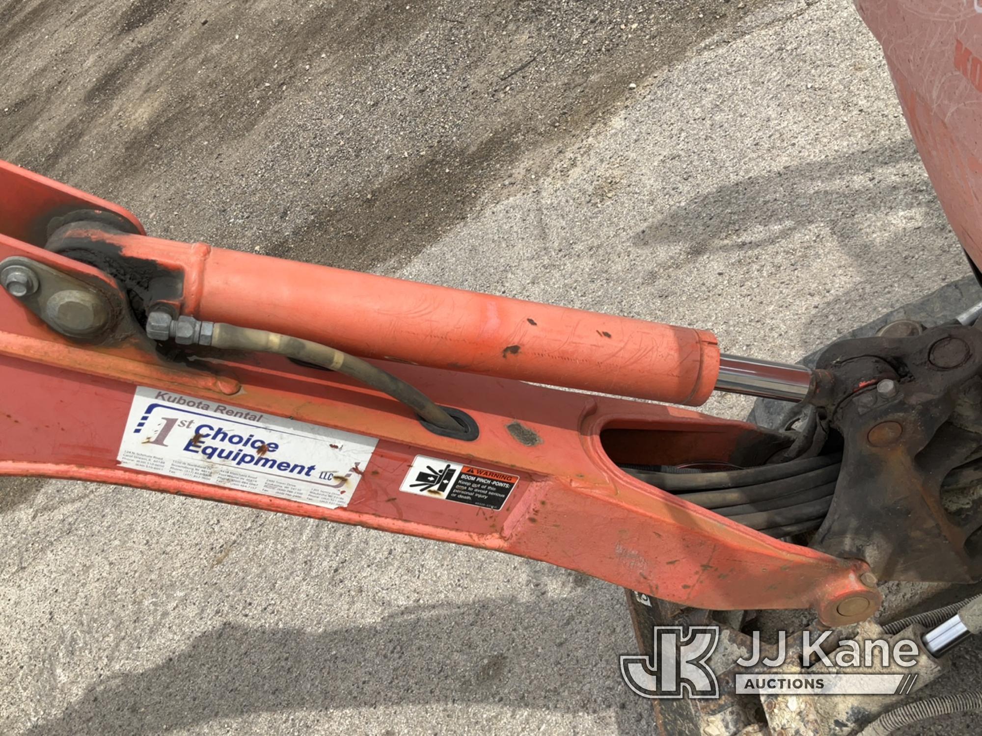 (South Beloit, IL) 2015 Kubota K-008 Mini Hydraulic Excavator Runs, Moves, Operates) (Jump To Start,