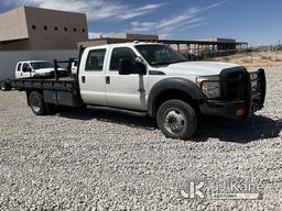 (El Paso, TX) 2014 Ford F550 4x4 Crew-Cab Flatbed Truck Runs and Moves, Oil Change Notification On,