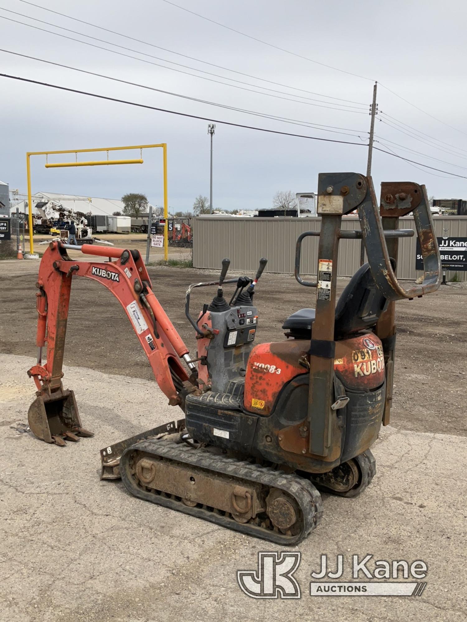 (South Beloit, IL) 2015 Kubota K-008 Mini Hydraulic Excavator Runs, Moves, Operates) (Jump To Start,