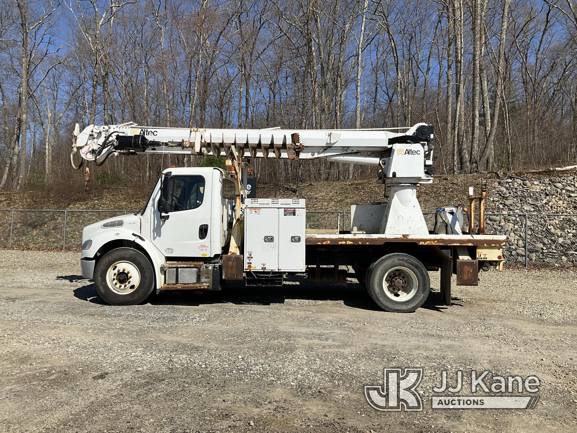 (Shrewsbury, MA) Altec DC47-TR, Digger Derrick rear mounted on 2017 Freightliner M2 106 Flatbed/Util