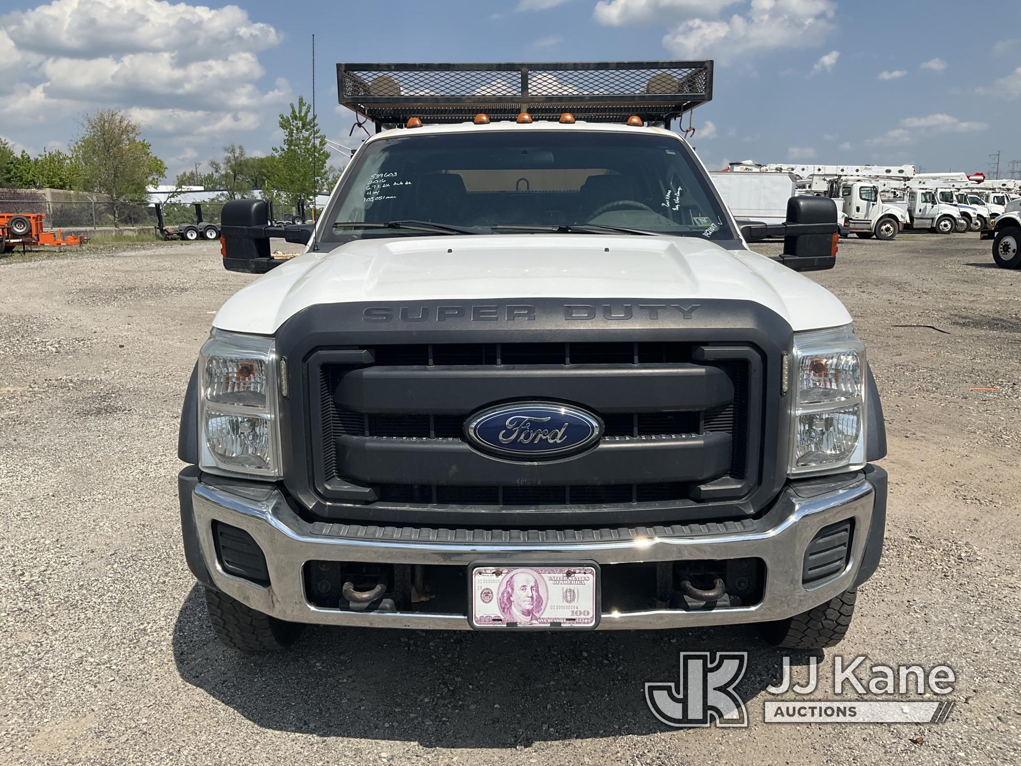 (Plymouth Meeting, PA) 2016 Ford F550 4x4 Crew-Cab Flatbed Truck Runs & Moves, Body & Rust Damage